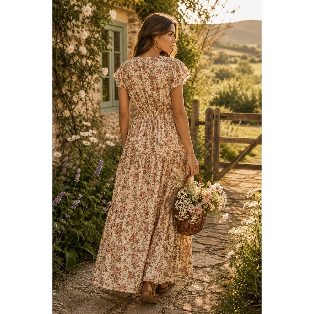 Cottagecore Prairie Boho Christy Dawn Simple Dawn Maxi Dress English Rose M NWT - Picture 3 of 16
